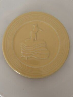 Fiesta Trivet Yellow 6 inches with Fiesta Dancing Woman Logo